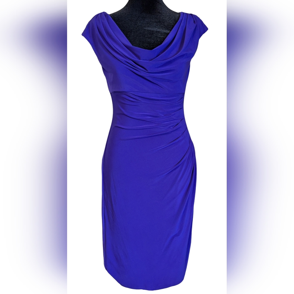 Ralph Lauren Rouched Dress Size 4 blue purple